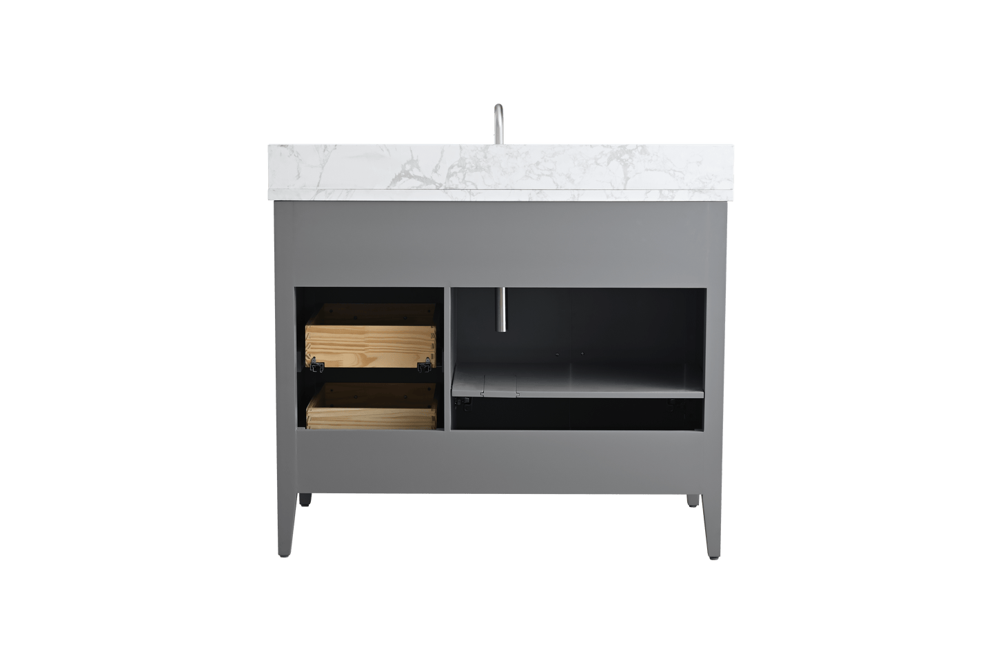 Vanity Art VA9042-G 42 Inch Single Sink Bathroom Vanity in Cashmere Gray with Marble Countertop - Vanity Art VA9042-G