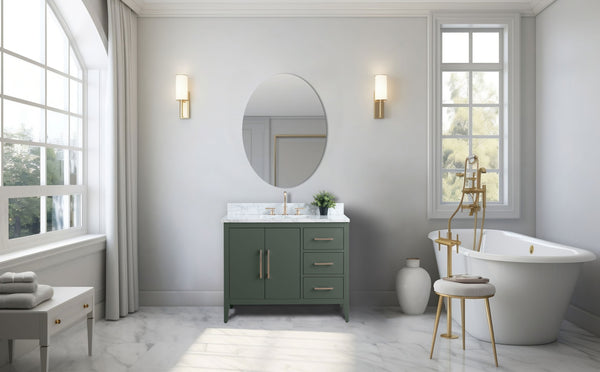 Vanity Art VA9042-VG 42 Inch Single Sink Bathroom Vanity in Vintage Green with Marble Countertop - Vanity Art VA9042-VG