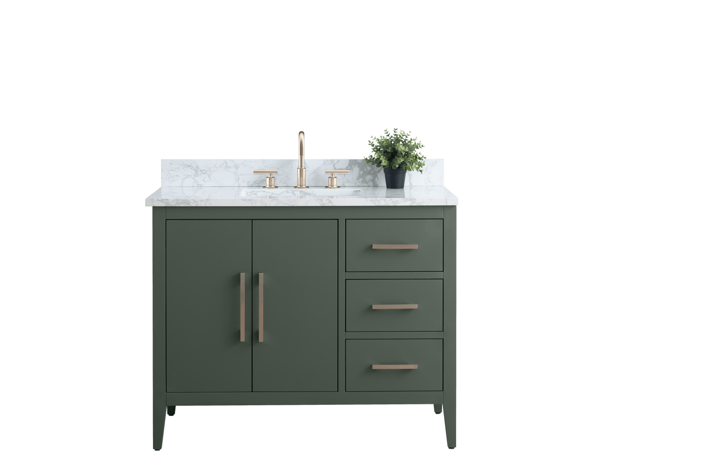 Vanity Art VA9042-VG 42 Inch Single Sink Bathroom Vanity in Vintage Green with Marble Countertop - Vanity Art VA9042-VG