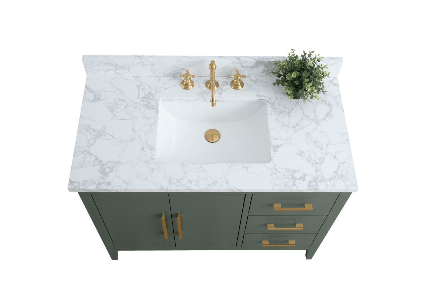 Vanity Art VA9042-VG 42 Inch Single Sink Bathroom Vanity in Vintage Green with Marble Countertop - Vanity Art VA9042-VG