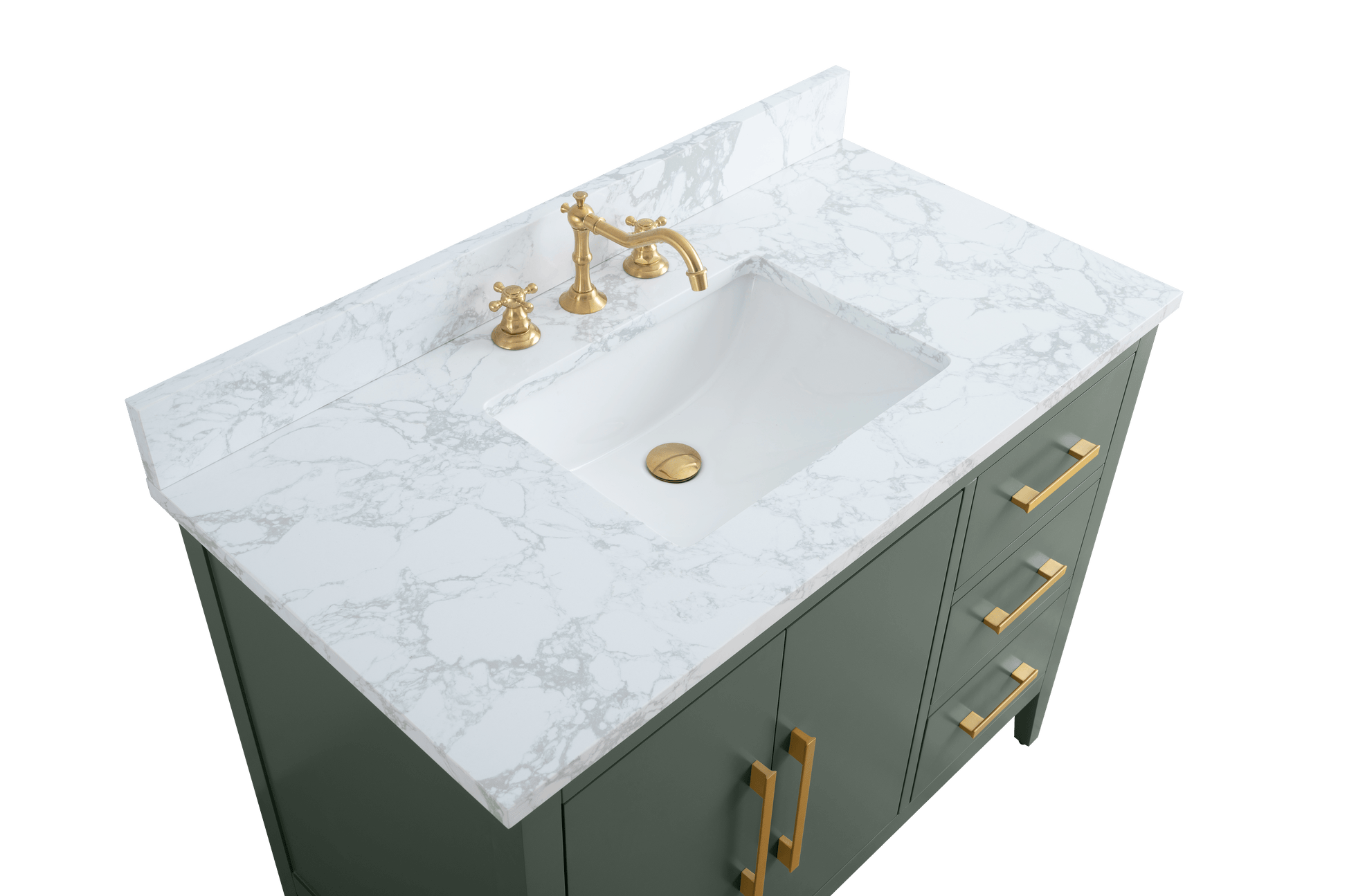 Vanity Art VA9042-VG 42 Inch Single Sink Bathroom Vanity in Vintage Green with Marble Countertop - Vanity Art VA9042-VG