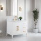 Vanity Art VA9042-W 42 Inch Single Sink Bathroom Vanity in White with Marble Countertop - Vanity Art VA9042-W