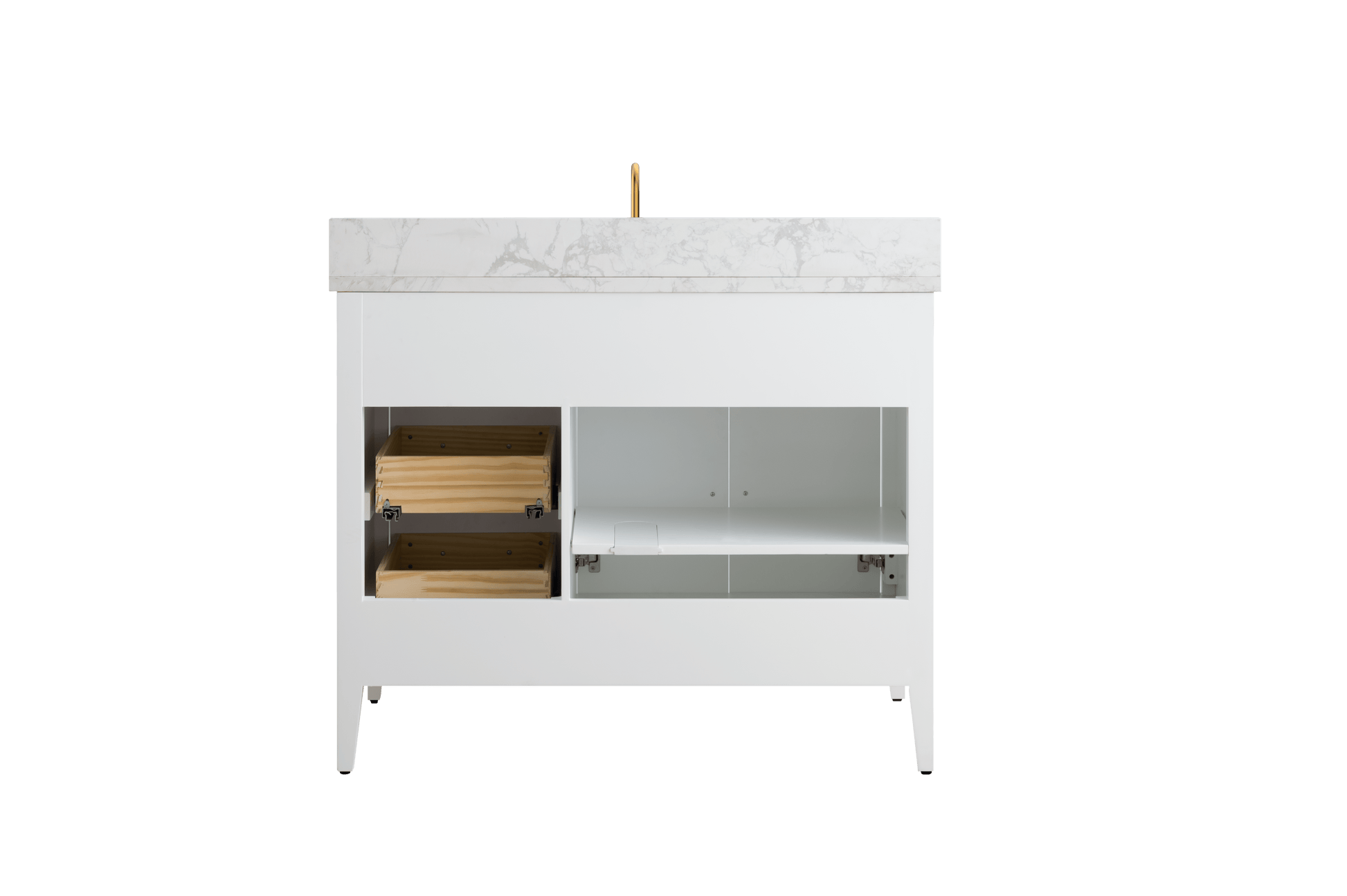 Vanity Art VA9042-W 42 Inch Single Sink Bathroom Vanity in White with Marble Countertop - Vanity Art VA9042-W