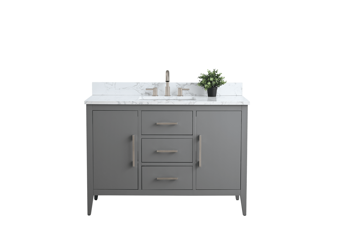 Vanity Art VA9048-G 48 Inch Single Sink Bathroom Vanity in Cashmere Gray with Marble Countertop - Vanity Art VA9048-G