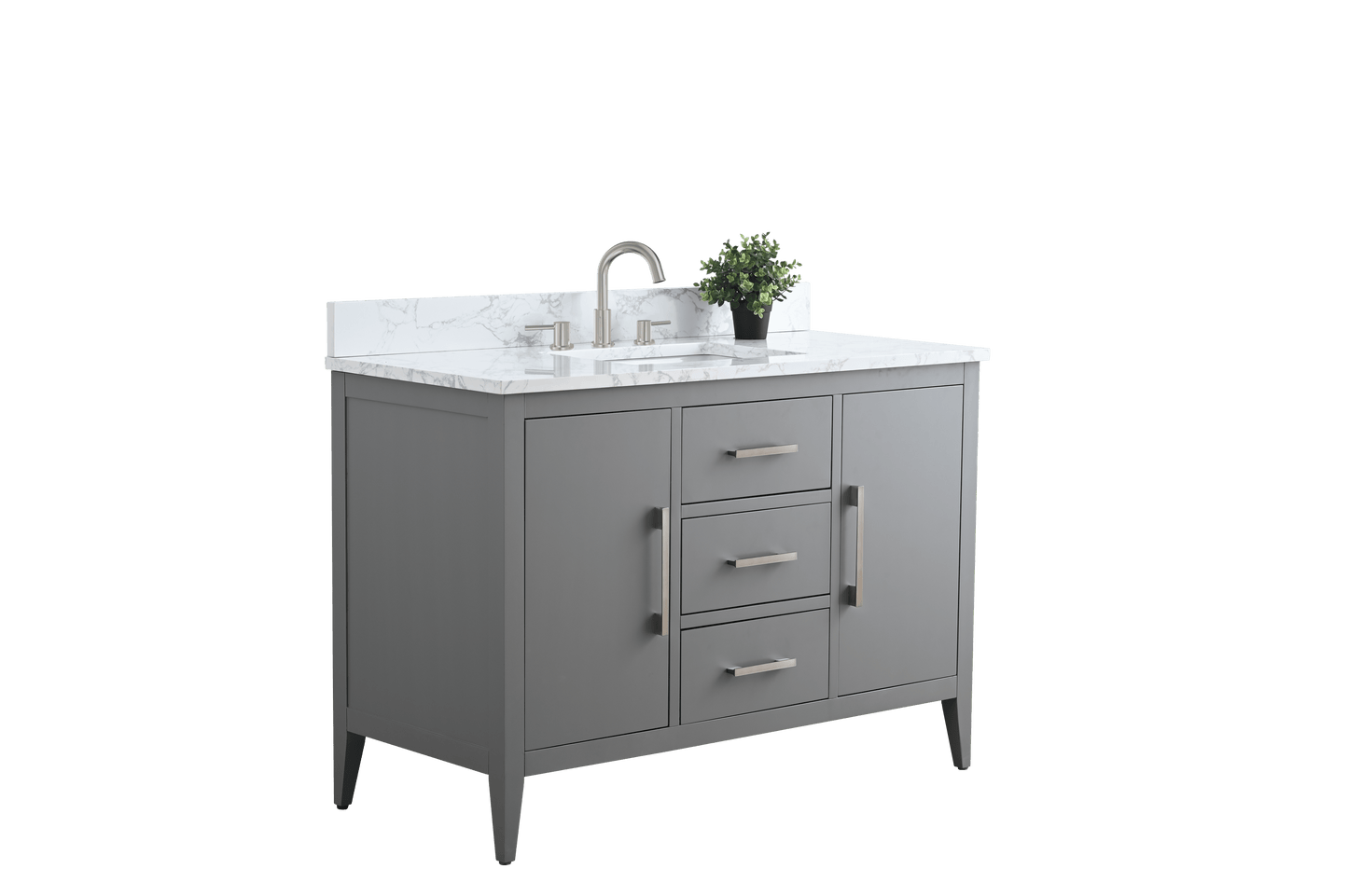 Vanity Art VA9048-G 48 Inch Single Sink Bathroom Vanity in Cashmere Gray with Marble Countertop - Vanity Art VA9048-G