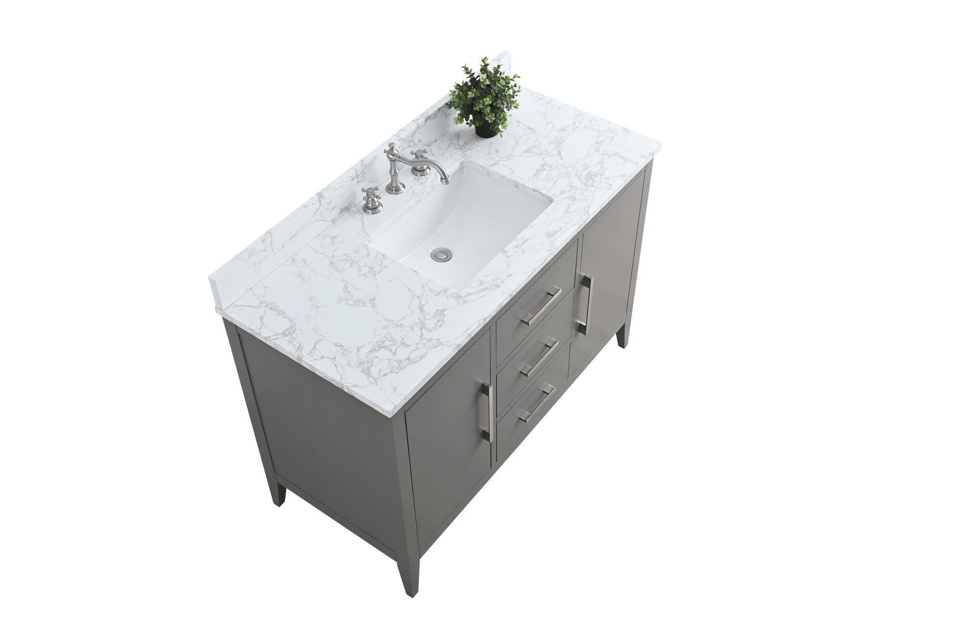 Vanity Art VA9048-G 48 Inch Single Sink Bathroom Vanity in Cashmere Gray with Marble Countertop - Vanity Art VA9048-G