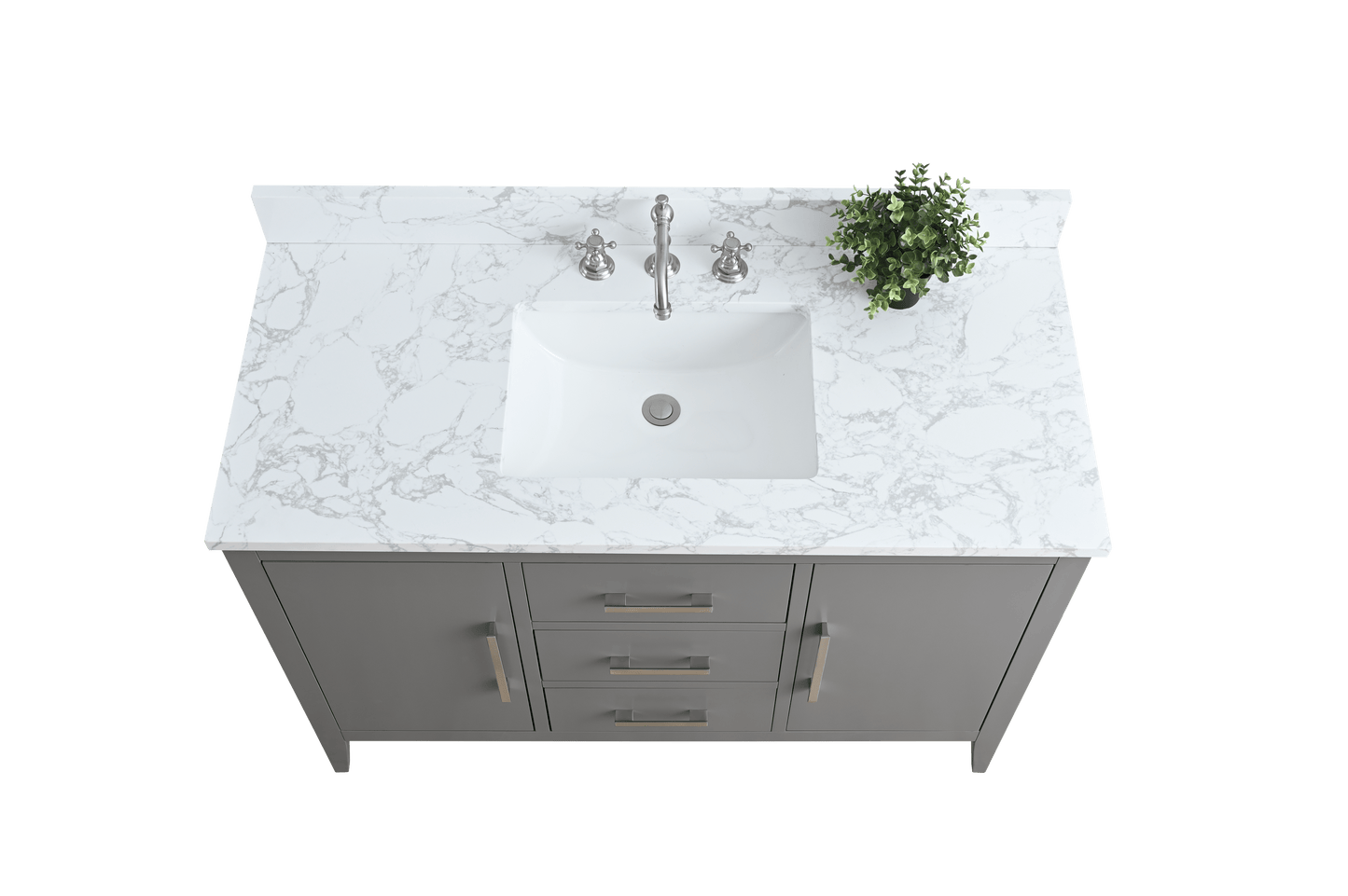 Vanity Art VA9048-G 48 Inch Single Sink Bathroom Vanity in Cashmere Gray with Marble Countertop - Vanity Art VA9048-G