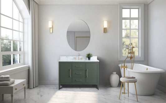 Vanity Art VA9048-VG 48 Inch Single Sink Bathroom Vanity in Vintage Green with Marble Countertop - Vanity Art VA9048-VG