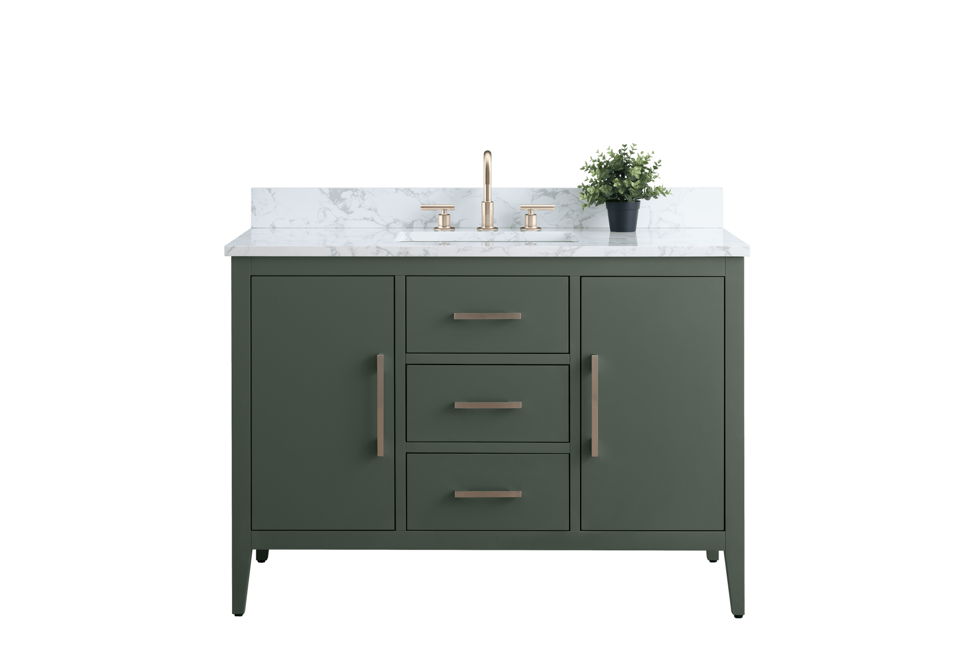 Vanity Art VA9048-VG 48 Inch Single Sink Bathroom Vanity in Vintage Green with Marble Countertop - Vanity Art VA9048-VG