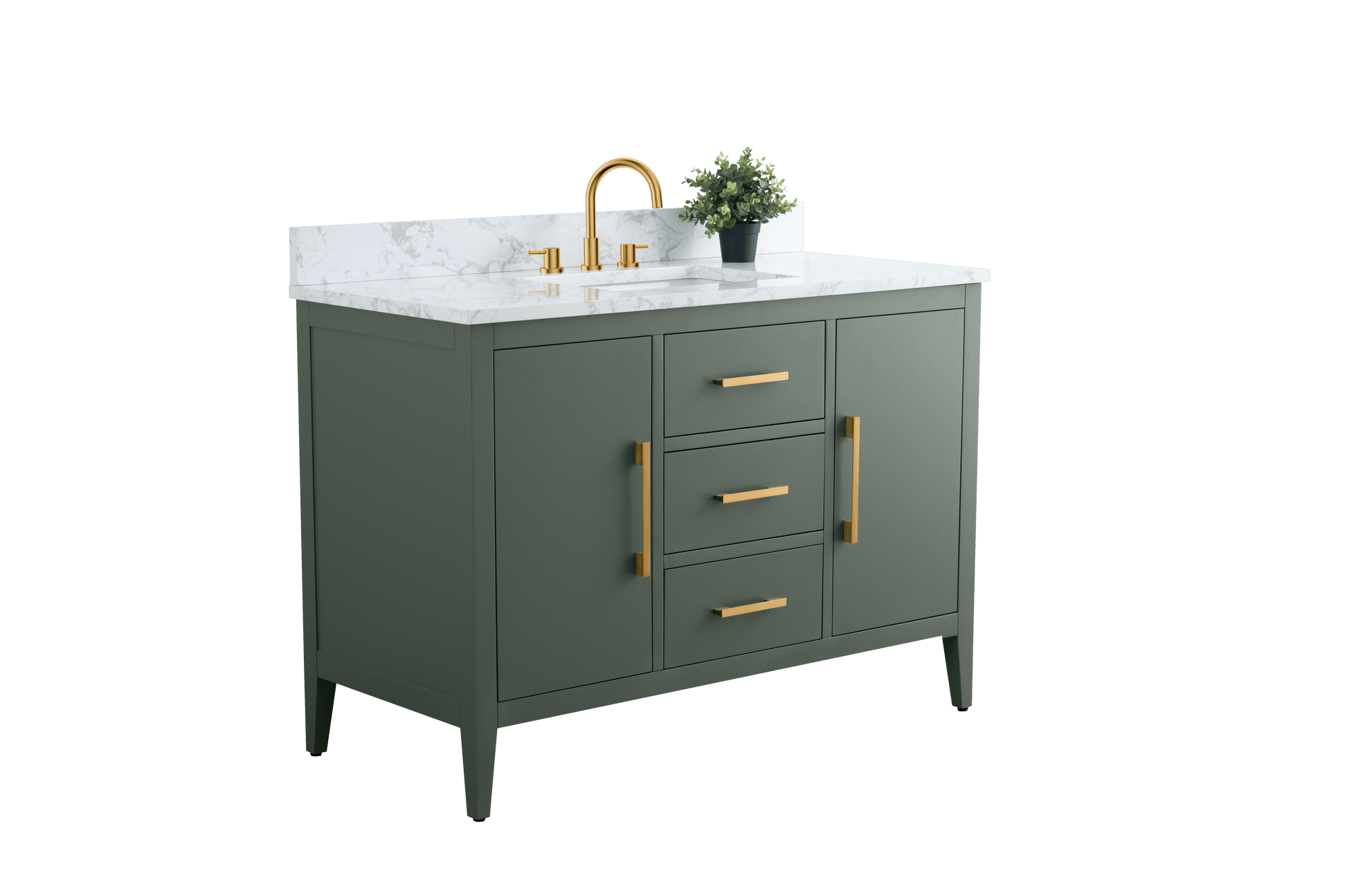 Vanity Art VA9048-VG 48 Inch Single Sink Bathroom Vanity in Vintage Green with Marble Countertop - Vanity Art VA9048-VG