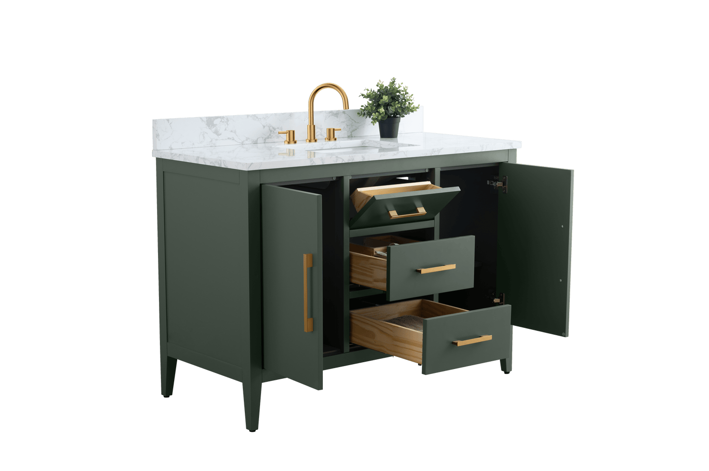 Vanity Art VA9048-VG 48 Inch Single Sink Bathroom Vanity in Vintage Green with Marble Countertop - Vanity Art VA9048-VG