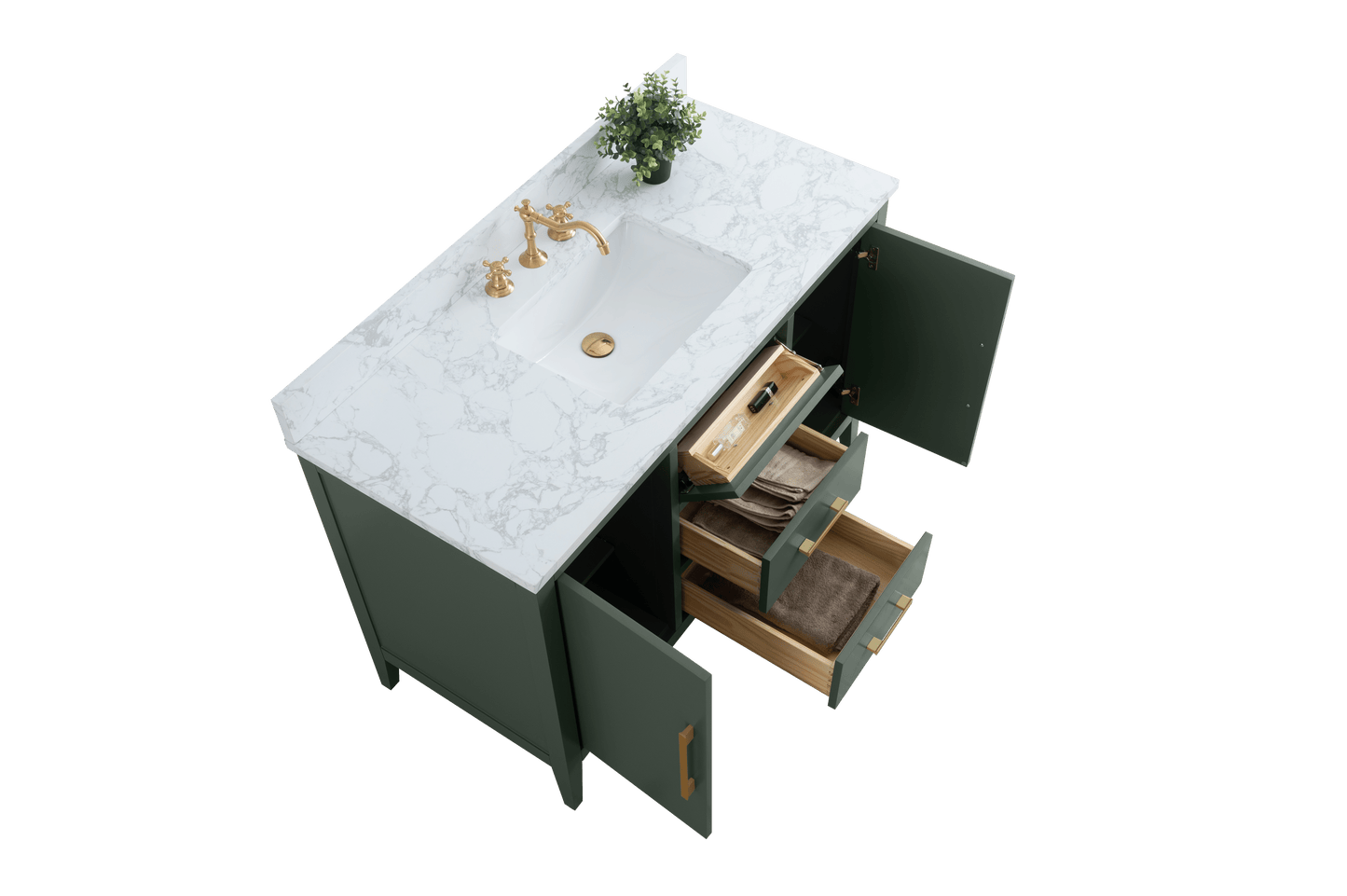 Vanity Art VA9048-VG 48 Inch Single Sink Bathroom Vanity in Vintage Green with Marble Countertop - Vanity Art VA9048-VG