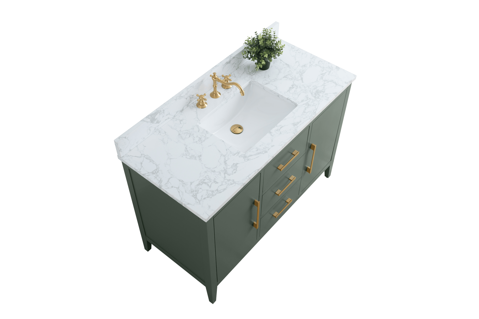 Vanity Art VA9048-VG 48 Inch Single Sink Bathroom Vanity in Vintage Green with Marble Countertop - Vanity Art VA9048-VG