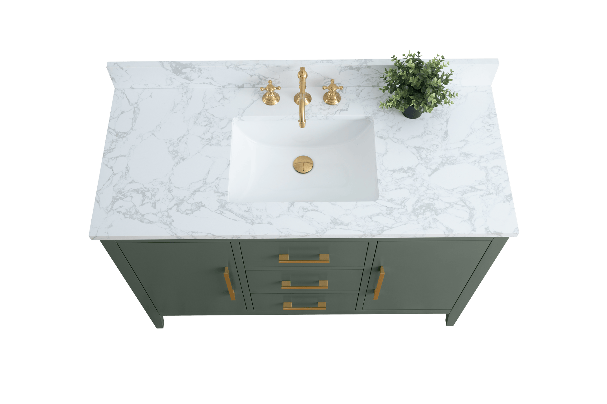 Vanity Art VA9048-VG 48 Inch Single Sink Bathroom Vanity in Vintage Green with Marble Countertop - Vanity Art VA9048-VG