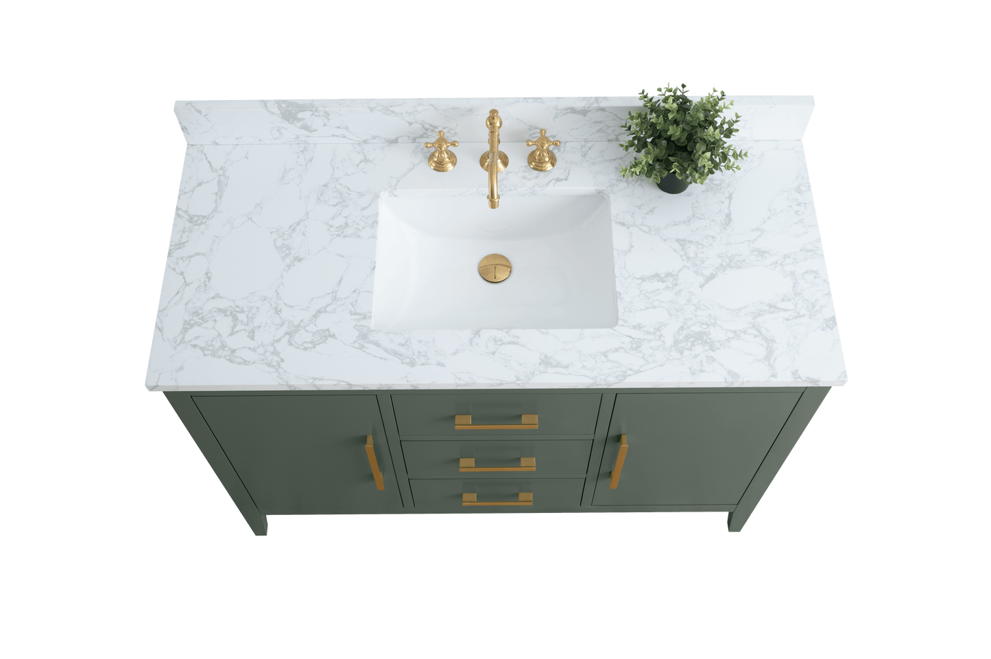 Vanity Art VA9048-VG 48 Inch Single Sink Bathroom Vanity in Vintage Green with Marble Countertop - Vanity Art VA9048-VG