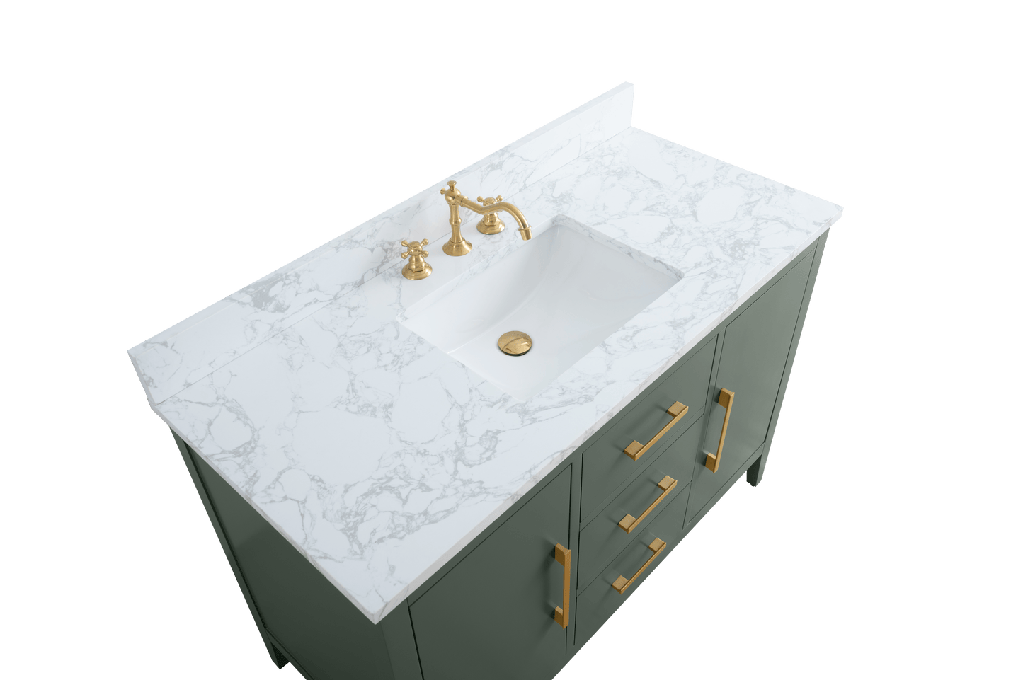 Vanity Art VA9048-VG 48 Inch Single Sink Bathroom Vanity in Vintage Green with Marble Countertop - Vanity Art VA9048-VG