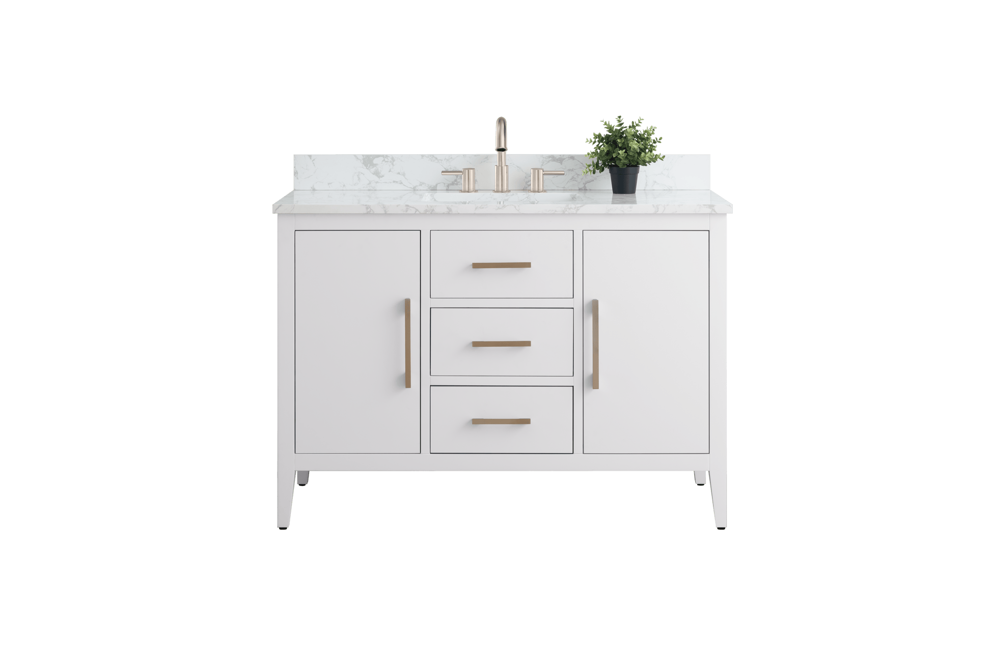 Vanity Art VA9048-W 48 Inch Single Sink Bathroom Vanity in White with Marble Countertop - Vanity Art VA9048-W