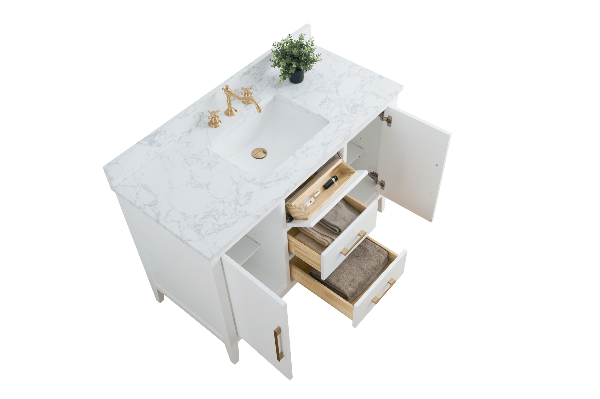 Vanity Art VA9048-W 48 Inch Single Sink Bathroom Vanity in White with Marble Countertop - Vanity Art VA9048-W