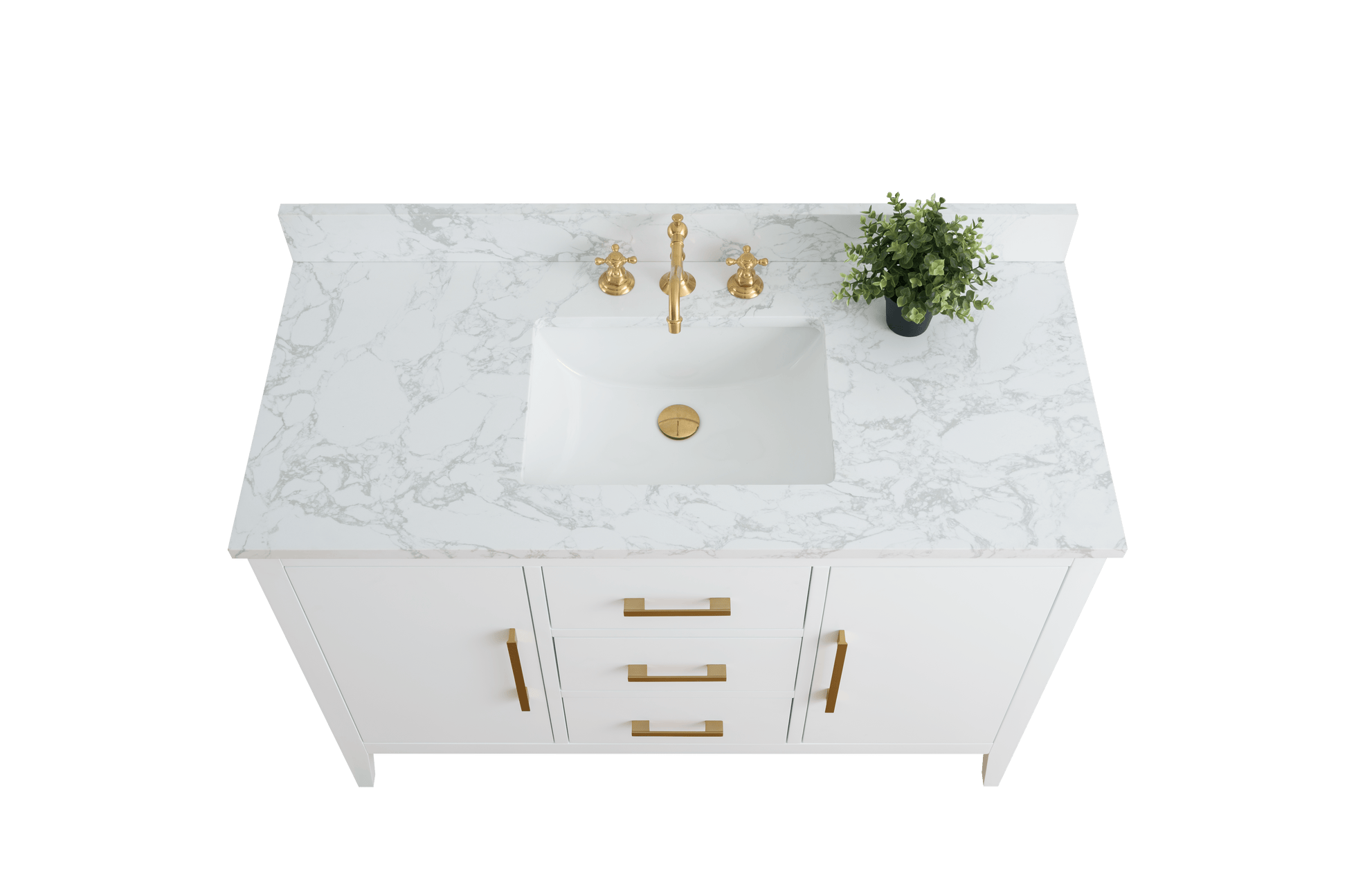 Vanity Art VA9048-W 48 Inch Single Sink Bathroom Vanity in White with Marble Countertop - Vanity Art VA9048-W