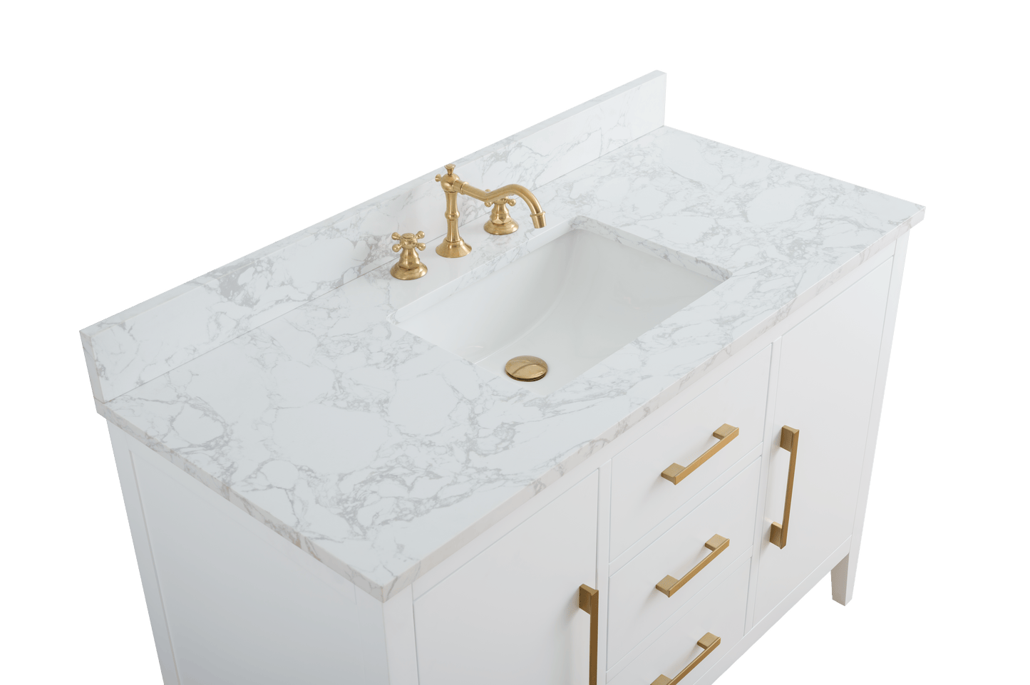 Vanity Art VA9048-W 48 Inch Single Sink Bathroom Vanity in White with Marble Countertop - Vanity Art VA9048-W