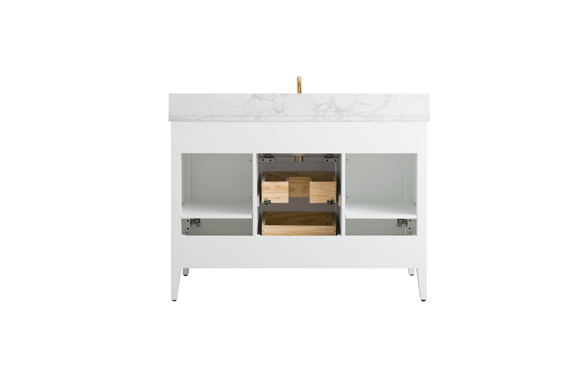 Vanity Art VA9048-W 48 Inch Single Sink Bathroom Vanity in White with Marble Countertop - Vanity Art VA9048-W