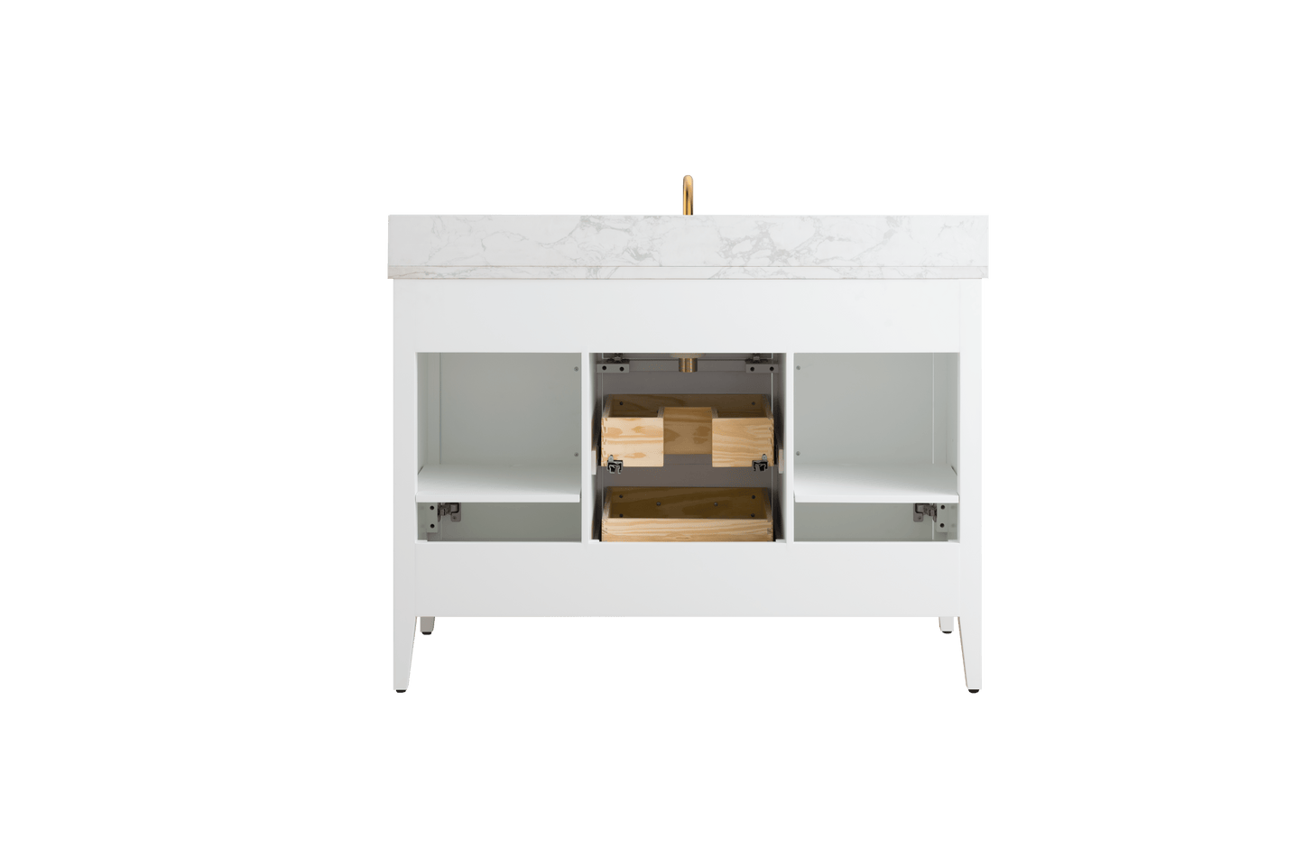 Vanity Art VA9048-W 48 Inch Single Sink Bathroom Vanity in White with Marble Countertop - Vanity Art VA9048-W