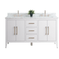 Vanity Art VA9060-DW 60 Inch Double Sink Bathroom Vanity in White with Marble Countertop - Vanity Art VA9060-DW