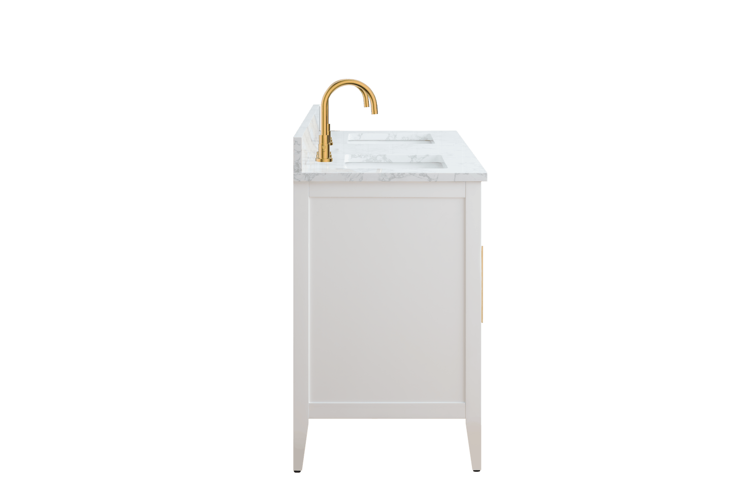 Vanity Art VA9060-DW 60 Inch Double Sink Bathroom Vanity in White with Marble Countertop - Vanity Art VA9060-DW