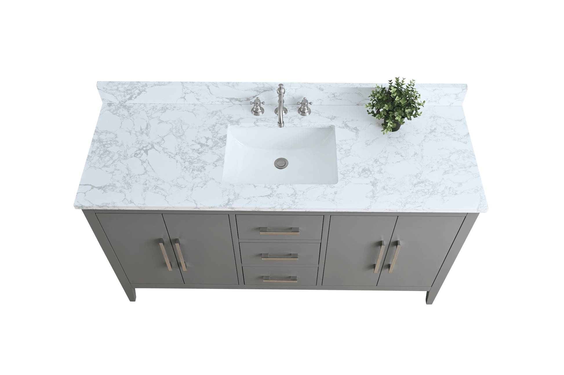 Vanity Art VA9060-SG 60 Inch Single Sink Bathroom Vanity in Cashmere Gray with Marble Countertop - Vanity Art VA9060-SG