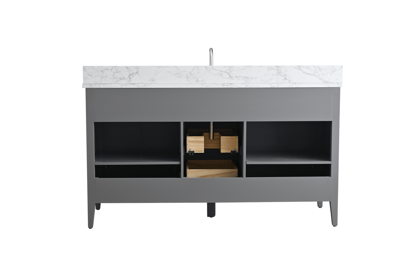 Vanity Art VA9060-SG 60 Inch Single Sink Bathroom Vanity in Cashmere Gray with Marble Countertop - Vanity Art VA9060-SG