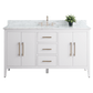 Vanity Art VA9060-SW 60 Inch Single Sink Bathroom Vanity in White with Marble Countertop - Vanity Art VA9060-SW