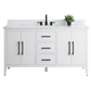 Vanity Art VA9060-SW 60 Inch Single Sink Bathroom Vanity in White with Marble Countertop - Vanity Art VA9060-SW