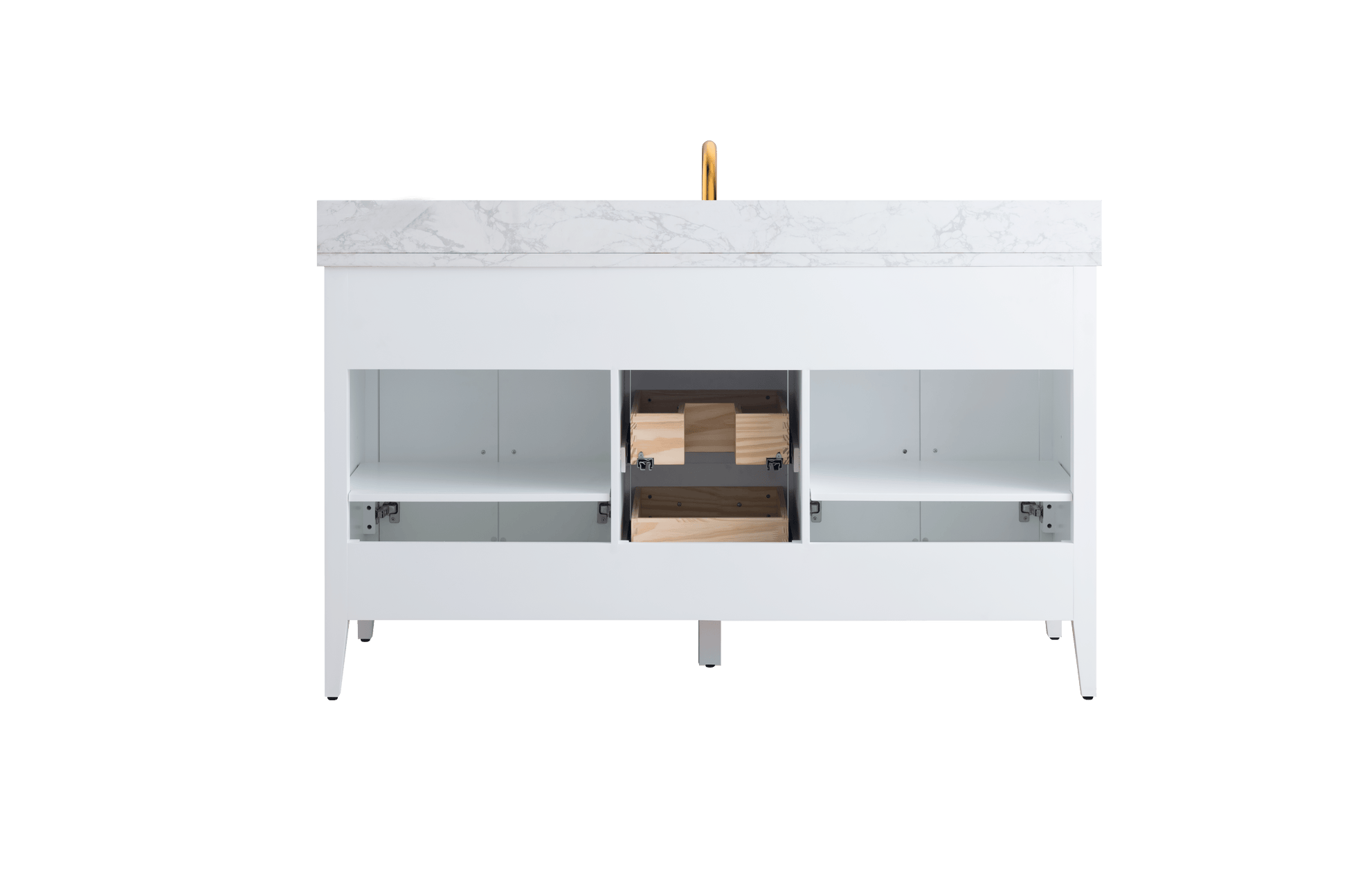 Vanity Art VA9060-SW 60 Inch Single Sink Bathroom Vanity in White with Marble Countertop - Vanity Art VA9060-SW