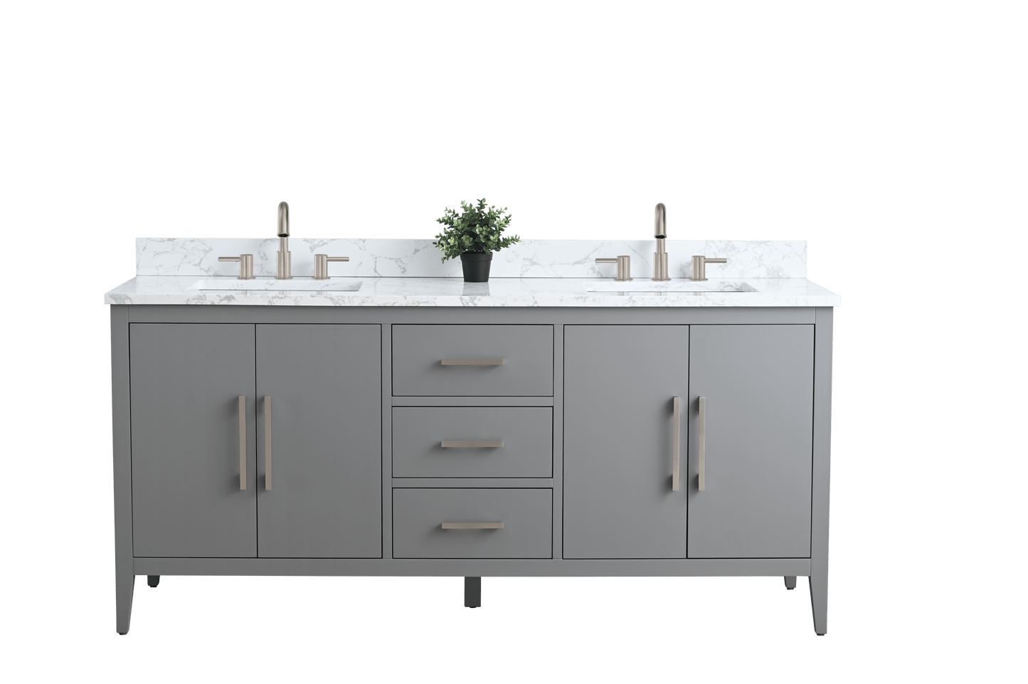 Vanity Art VA9072-DG 72 Inch Double Sink Bathroom Vanity in Cashmere Gray with Marble Countertop - Vanity Art VA9072-DG