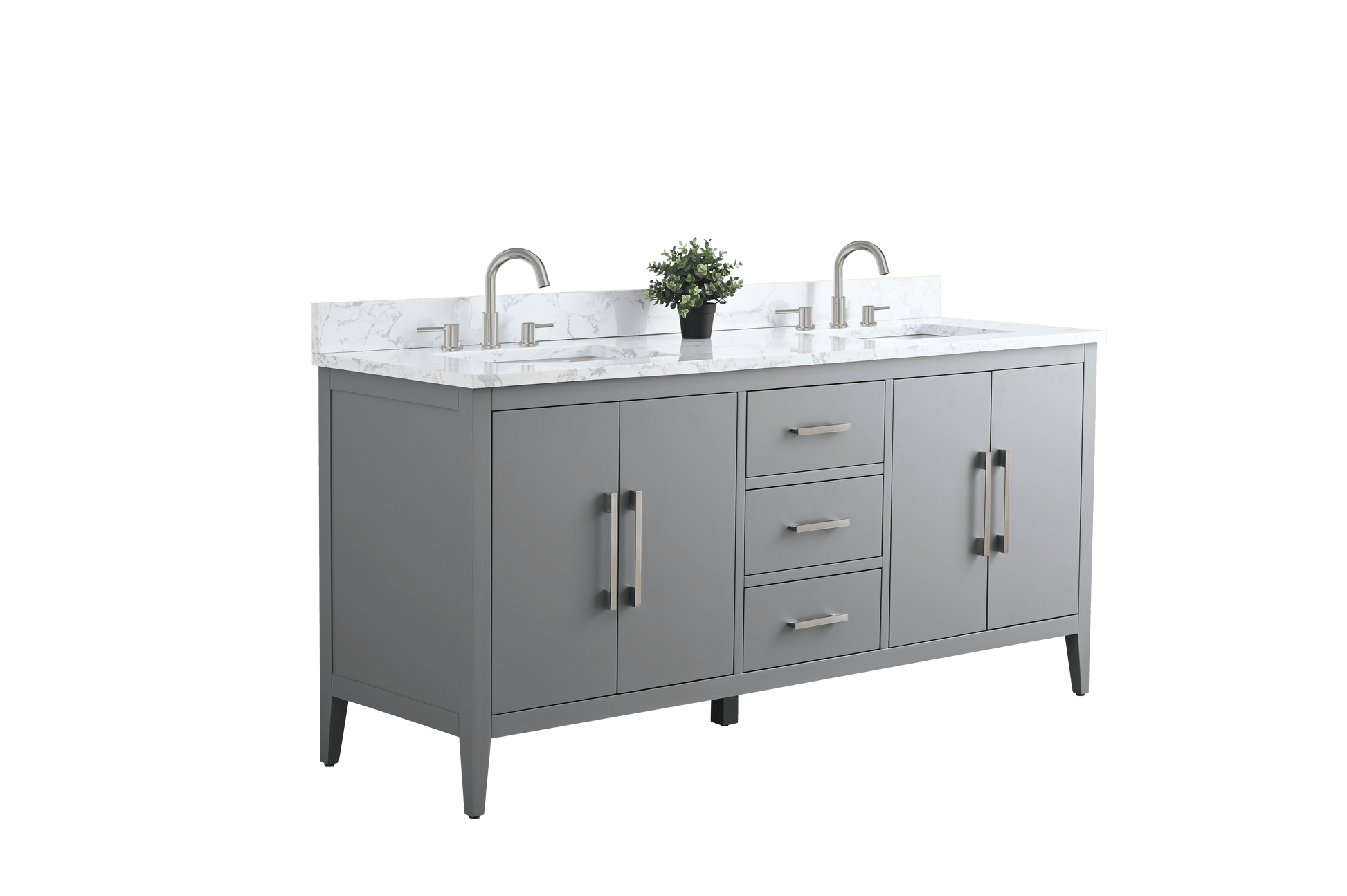 Vanity Art VA9072-DG 72 Inch Double Sink Bathroom Vanity in Cashmere Gray with Marble Countertop - Vanity Art VA9072-DG