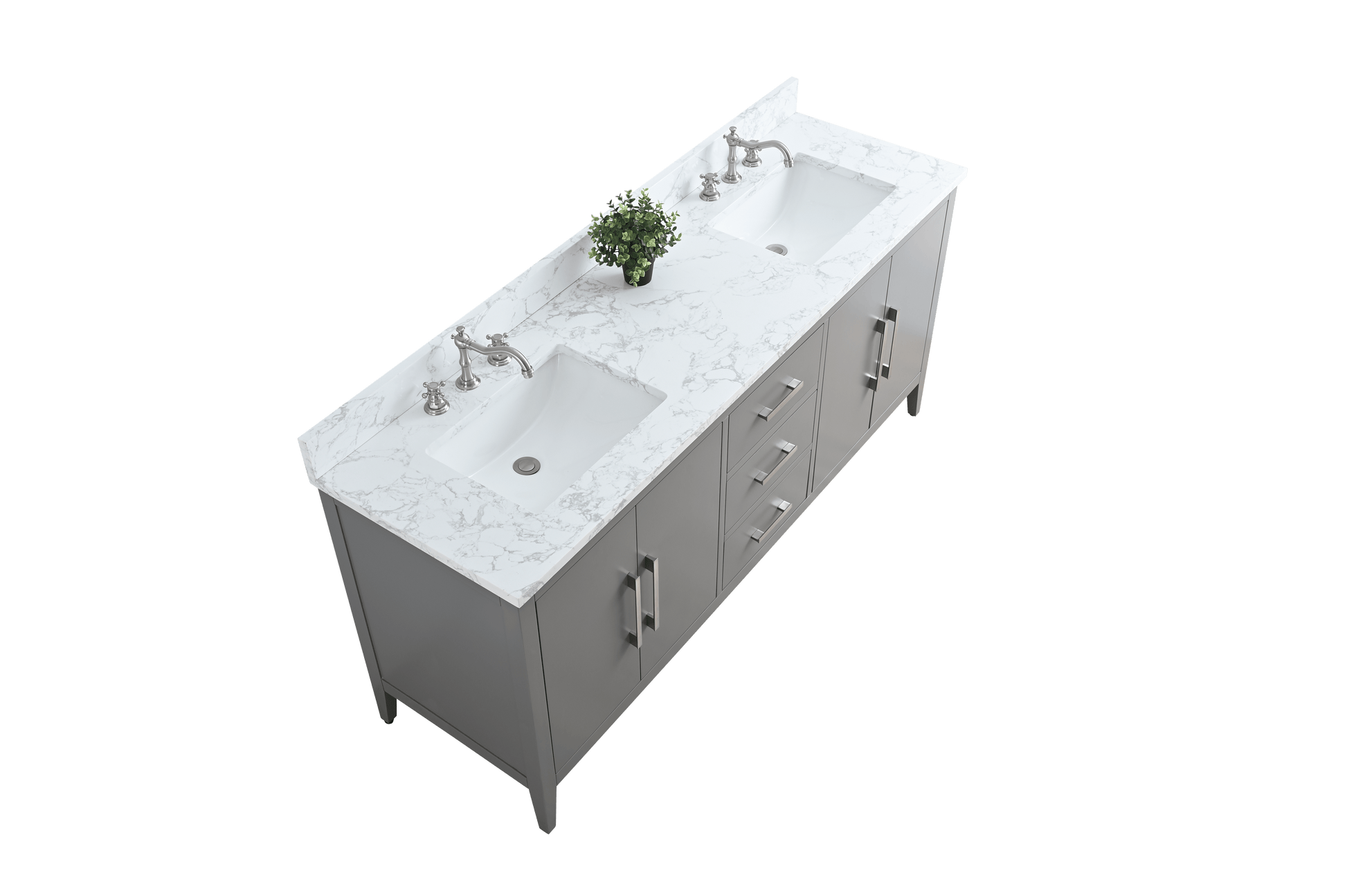 Vanity Art VA9072-DG 72 Inch Double Sink Bathroom Vanity in Cashmere Gray with Marble Countertop - Vanity Art VA9072-DG