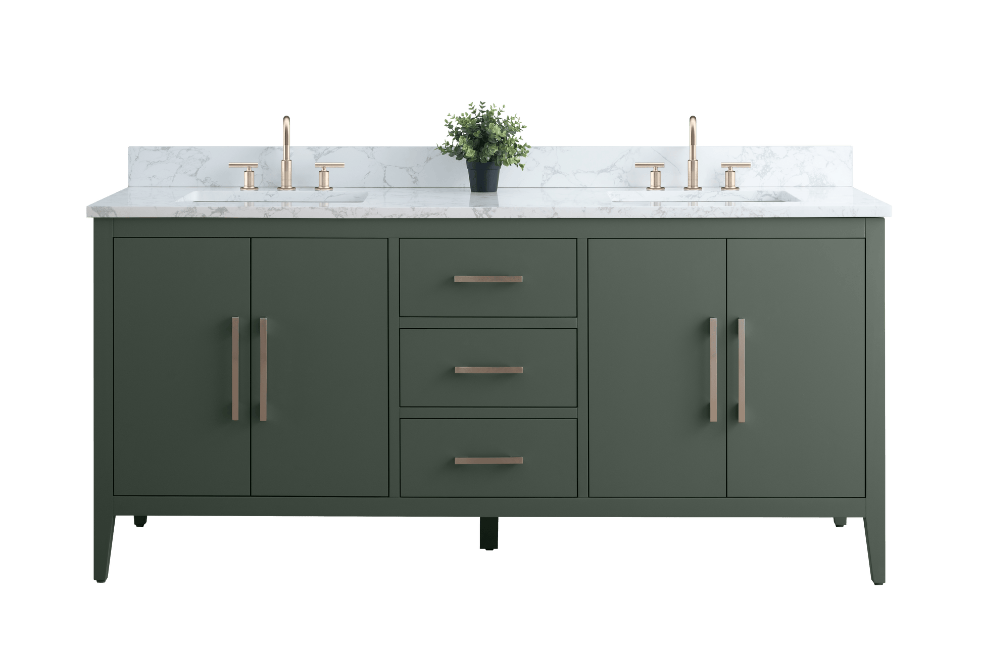 Vanity Art VA9072-DVG 72 Inch Double Sink Bathroom Vanity in Vintage Green with Marble Countertop - Vanity Art VA9072-DVG