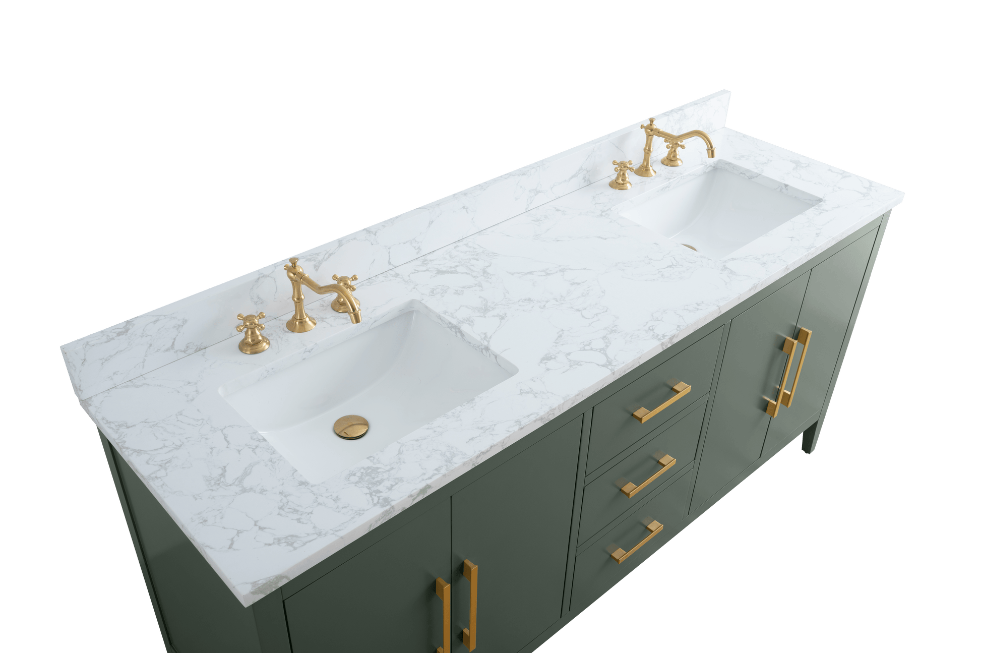 Vanity Art VA9072-DVG 72 Inch Double Sink Bathroom Vanity in Vintage Green with Marble Countertop - Vanity Art VA9072-DVG