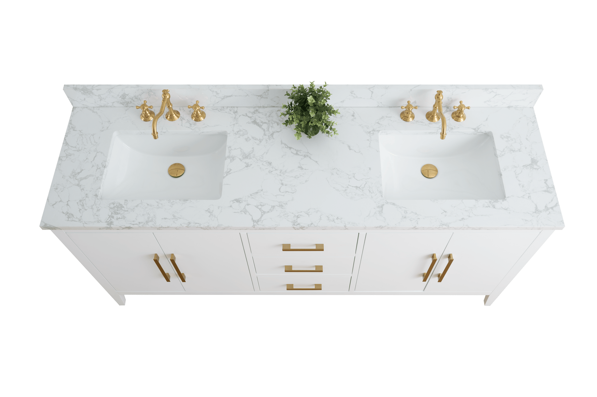 Vanity Art VA9072-DW 72 Inch Double Sink Bathroom Vanity in White with Marble Countertop - Vanity Art VA9072-DW