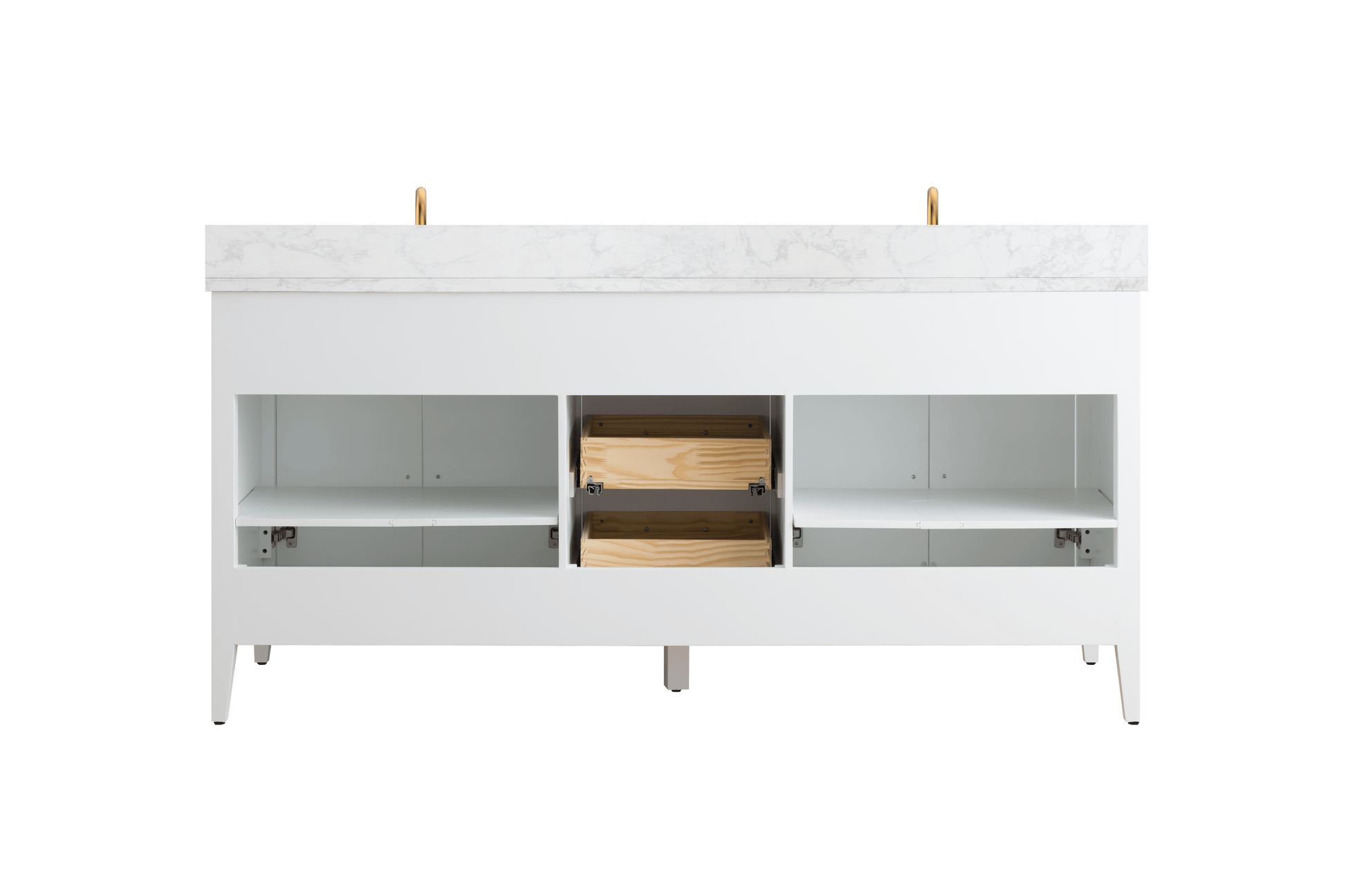 Vanity Art VA9072-DW 72 Inch Double Sink Bathroom Vanity in White with Marble Countertop - Vanity Art VA9072-DW