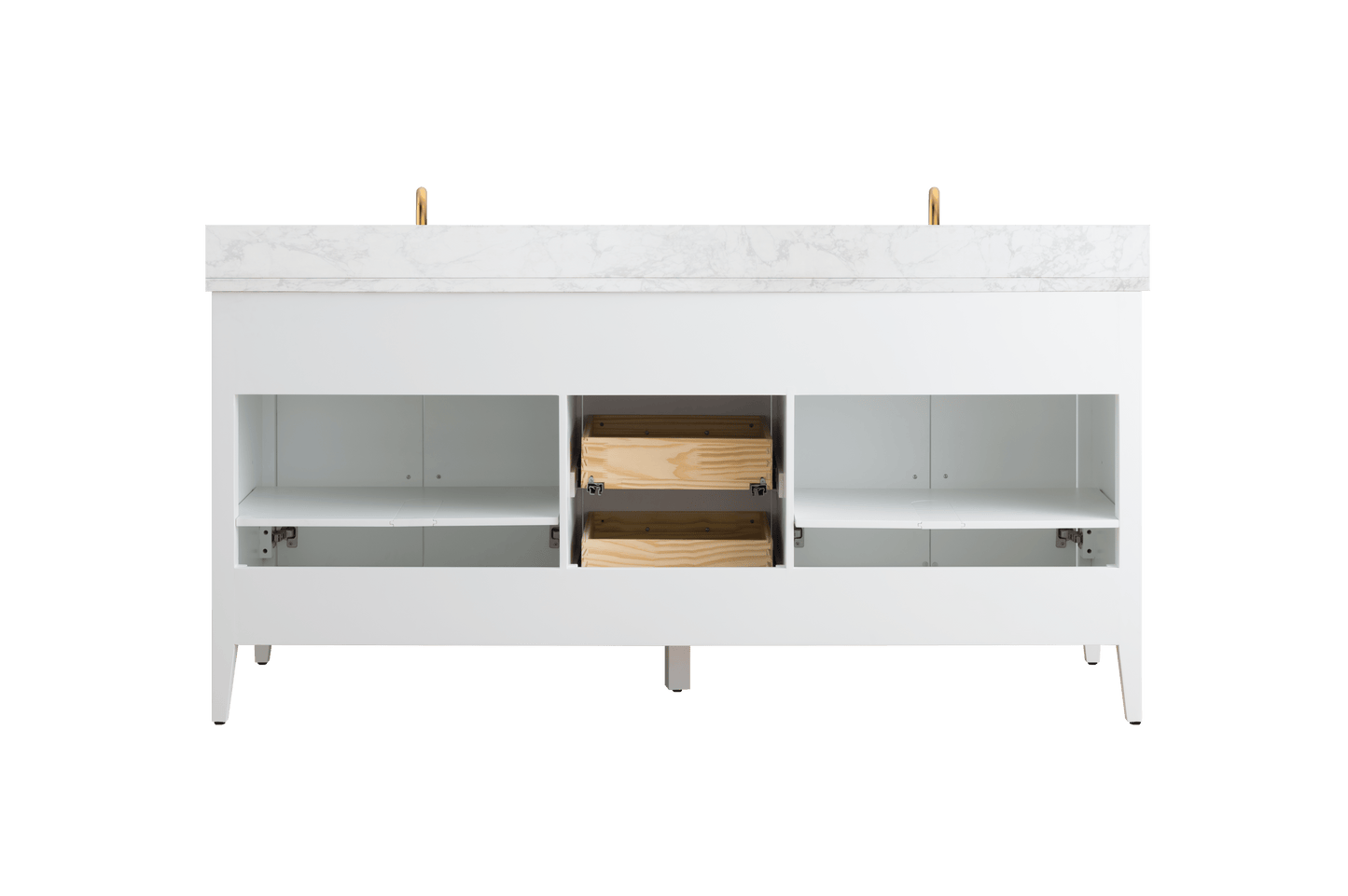 Vanity Art VA9072-DW 72 Inch Double Sink Bathroom Vanity in White with Marble Countertop - Vanity Art VA9072-DW