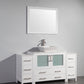 60 Inch Single Sink Bathroom Vanity in White with Marble Countertop - Vanity Art VA3136-60W