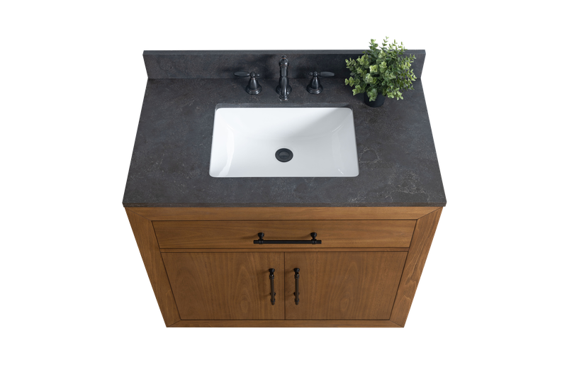 36 Inch Single Sink Bathroom Vanity in Tan with Limestone Top - Vanity Art VA7036-T-BT