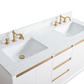 60 Inch Double Sink Bathroom Vanity in White with Marble Countertop - Vanity Art VA8060-DW