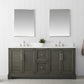 72 Inch Double Sink Bathroom Vanity in Gray with Marble Countertop & Backsplash - Vanity Art VA5072-DSG