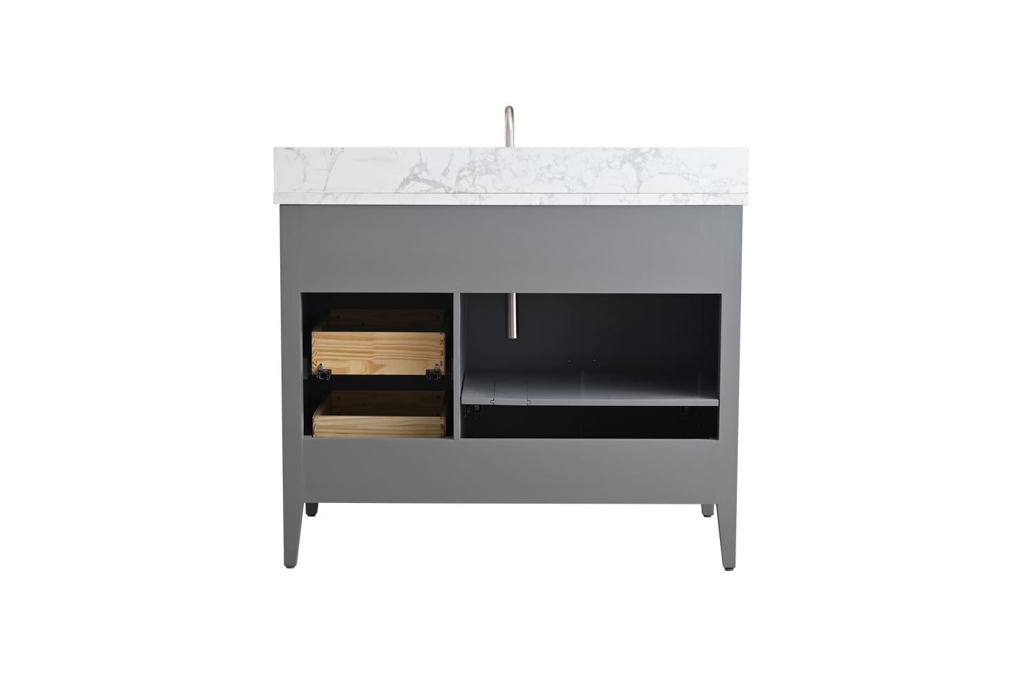 42 Inch Single Sink Bathroom Vanity in Cashmere Gray with Marble Countertop - Vanity Art VA9042-G