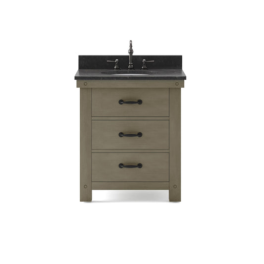 Water Creation AB30BL03GG-000000000 ABERDEEN 30"W x 34"H Grizzle Gray Single-Sink Vanity with Blue Limestone Countertop (Vanity Only)