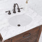 Water Creation AB30CW03RS-P24TL1203 ABERDEEN 30"W x 34"H Sierra Rustic Single-Sink Vanity with Carrara White Marble Countertop + Hook Faucet and Mirror (B)