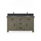 Water Creation AB60BL03GG-000000000 ABERDEEN 60"W x 34"H Grizzle Gray Double-Sink Vanity with Blue Limestone Countertop (Vanity Only)