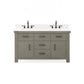 Water Creation AB60CW03GG-000BX1203 ABERDEEN 60"W x 34"H Grizzle Gray Double-Sink Vanity with Carrara White Marble Countertop + Faucets